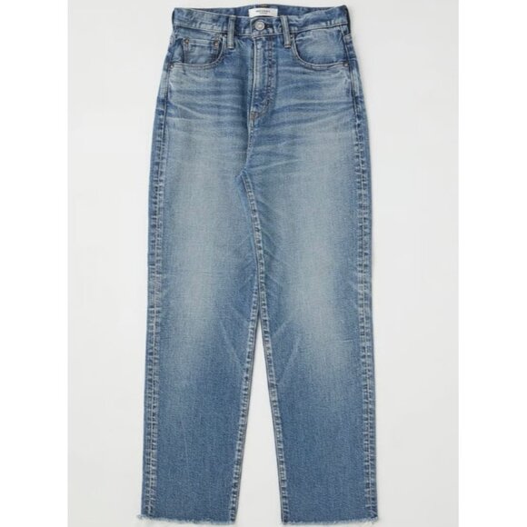 Moussy Vintage Womens Evelyn Straight Leg Raw Edge Jeans High Rise Blue Size 24 - Picture 1 of 7